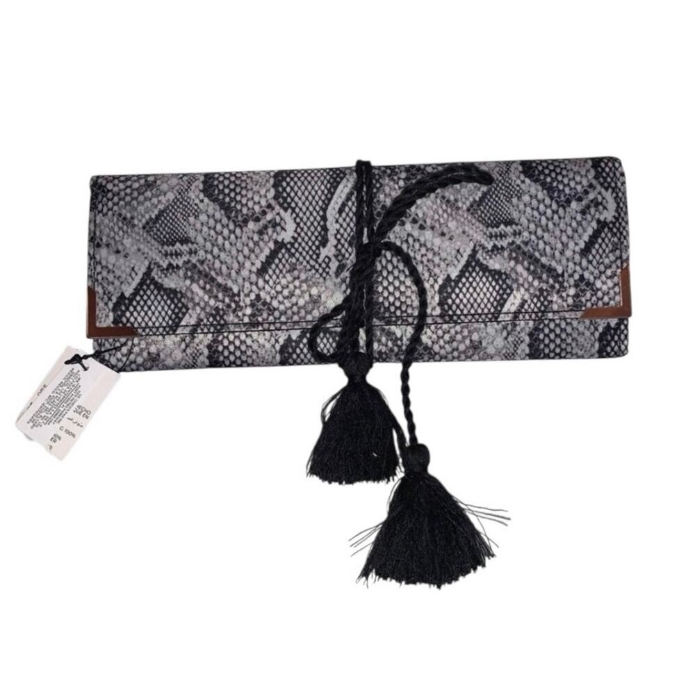 NWT White House Black Market Snakeskin Jewelry Roll Travel Organizer Tassel‎